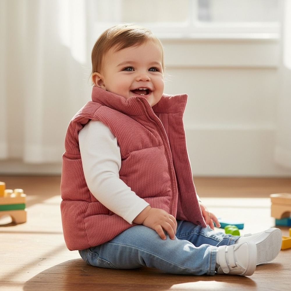Ralph Lauren Pink Corduroy Puffer Vest Baby Girls 9M NWT fall preppy fashion